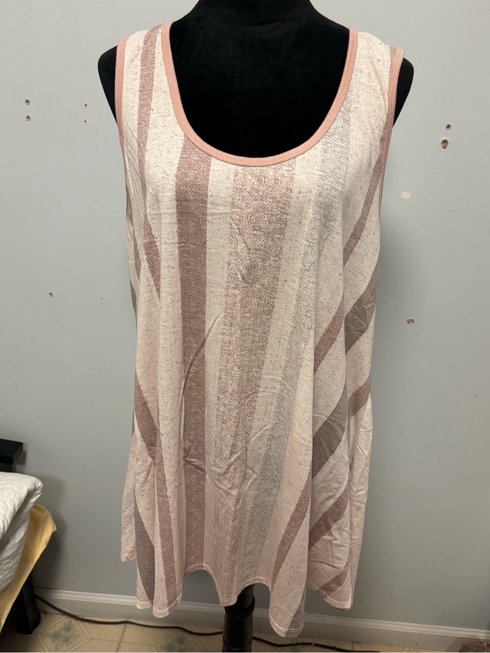 LuLa Roe Women’s Perfect Tank Sleeveless Striped Tank Top - Blush/Beige